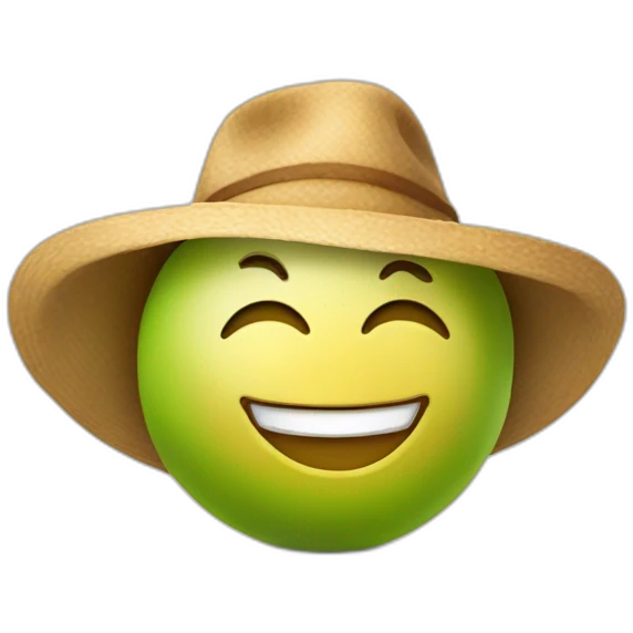 Une pomme portant un chapeau en riant emoji
