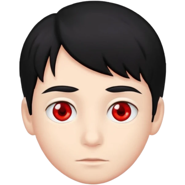 Black hair with red eye boy emoji