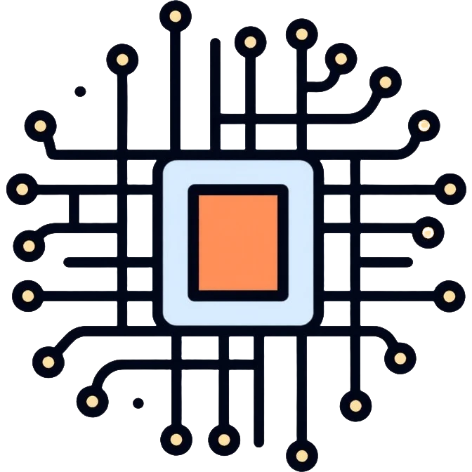 Artificial intelligence microchip with neural network connections emoji