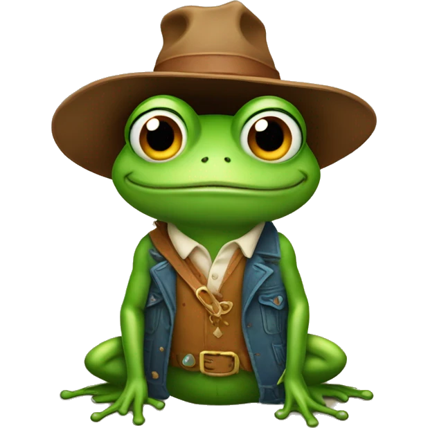 Frog with 🤠 and 😇 emoji