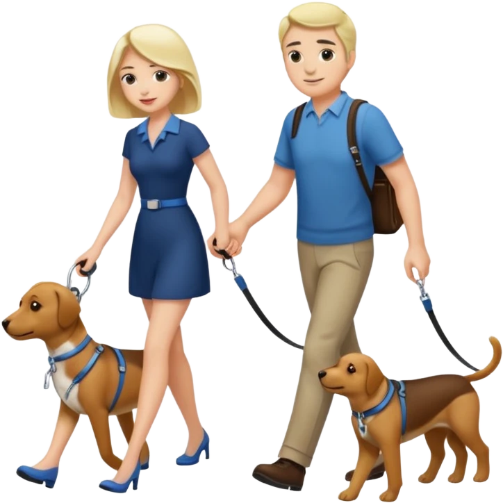 Woman walking a man wearing a leash emoji