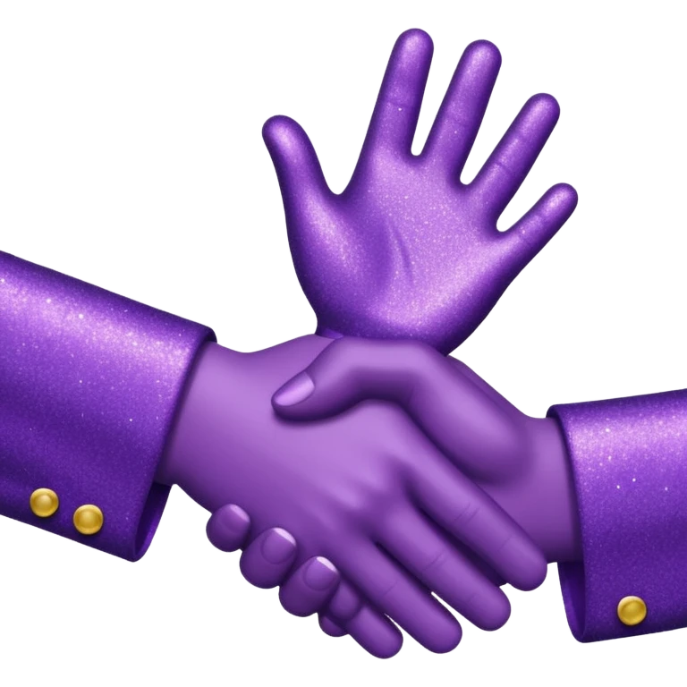 Glitter Purple and Cian handshake emoji