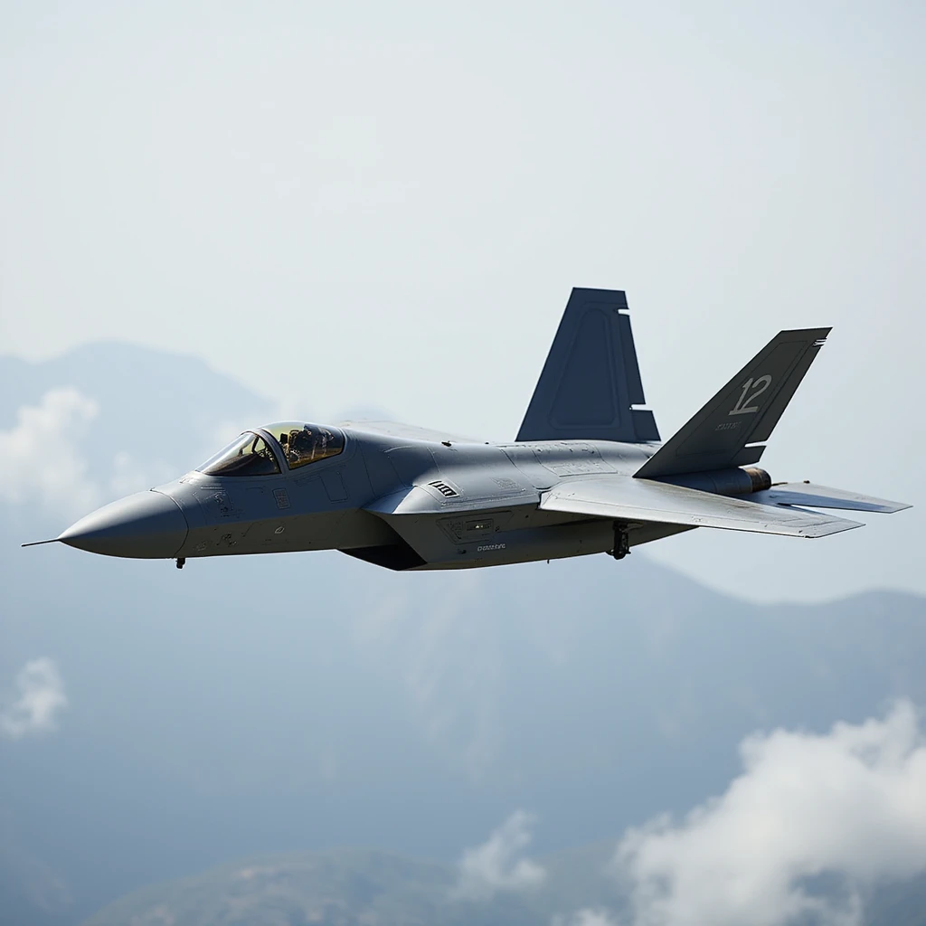 F-22 Raptor fighter jet, realistic style, detailed, side view emoji