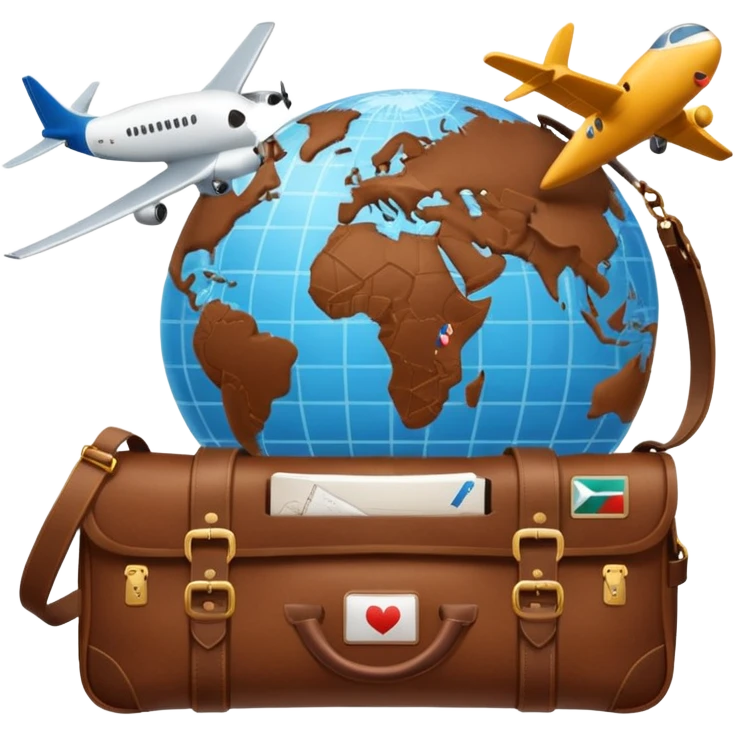 TRAVEL , travel bag , pass board, plane, glob emoji