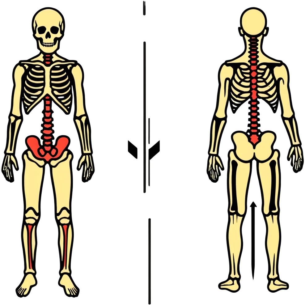 DEXA scan result showing full body composition with bones in white and tissue in different colors, medical diagnostic image emoji