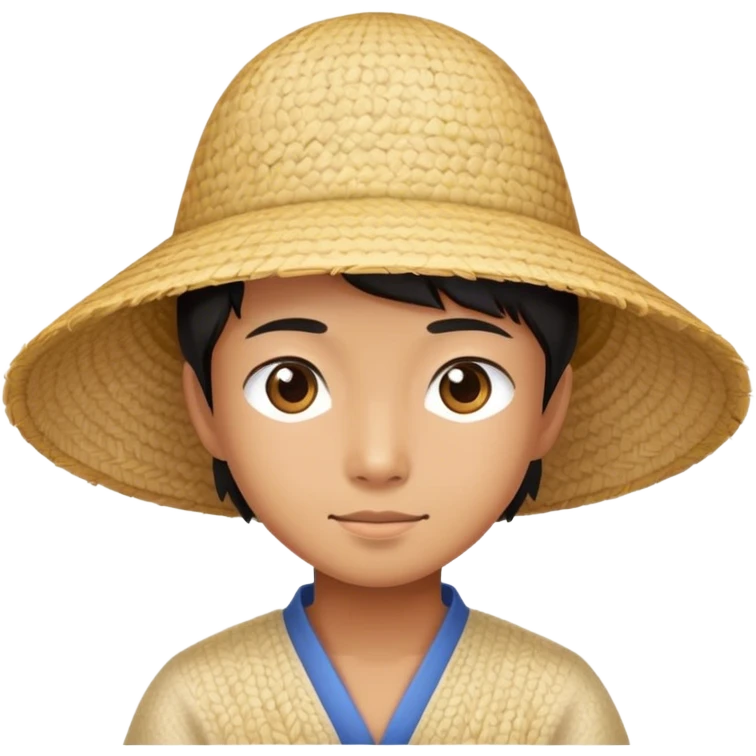 Asian wearing rice hat emoji