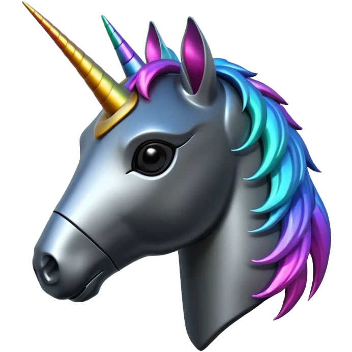 black robotic unicorn head emoji