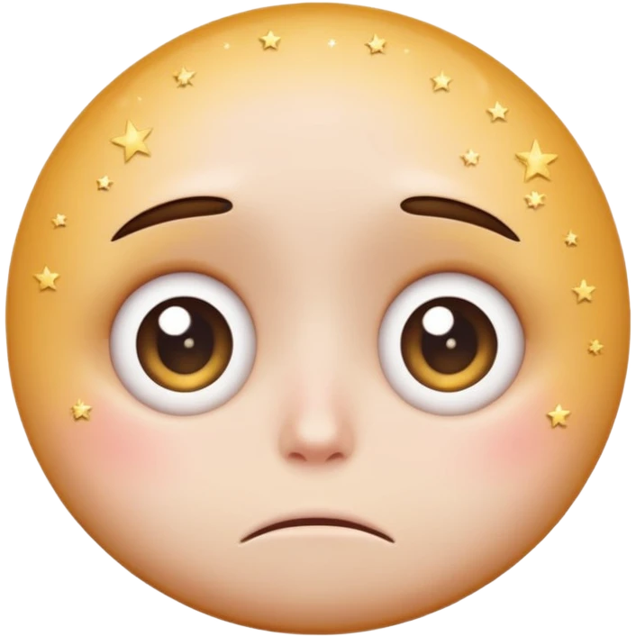 Sad circle face emoji with big starry eyes emoji