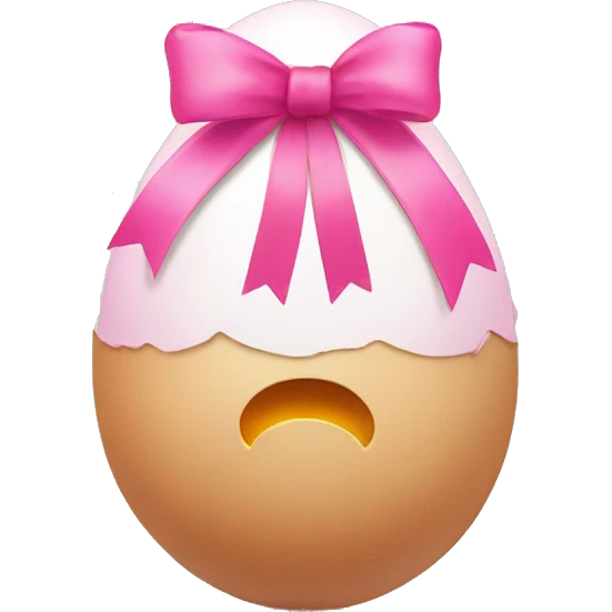 Egg with a pink bow on top of it's head emoji