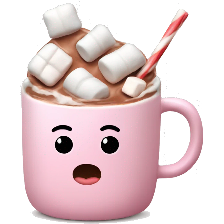 Light Pink mug of hot chocolate with marshmallows  emoji