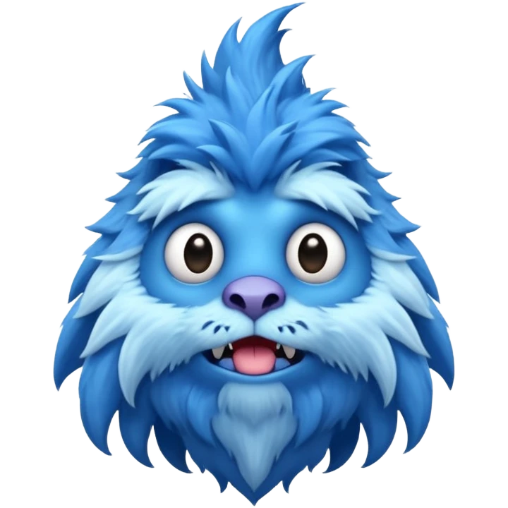 A skinny and lanky tall blue furry monster with a slightly triangular head put the top having a small curve going inward  emoji