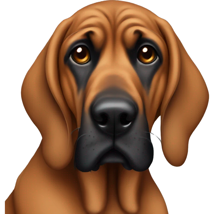 brown bloodhound with black eyebrows and black muzzle emoji