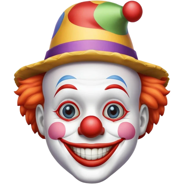 Chú hề đội mũ hề, cười tươi emoji