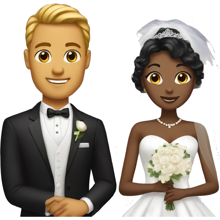 Black bride white groom emoji