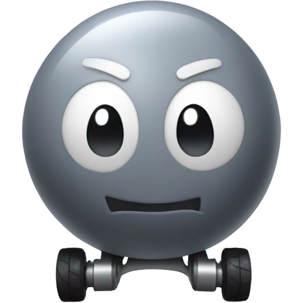 Gray Metal cute Kirby ball driving on 4 car wheels emoji