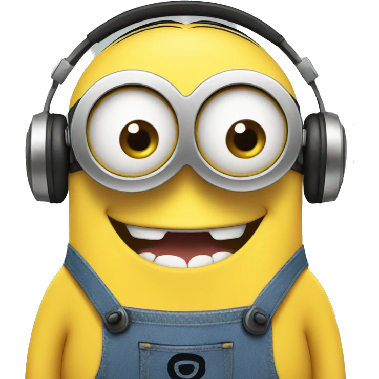 minions with headphones smiling teeth showing emoji