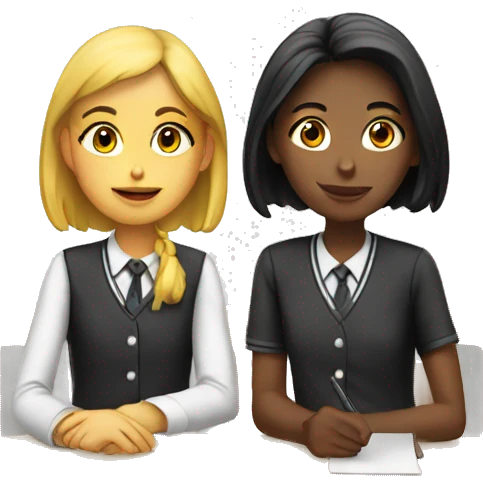 Two schoolgirl at the table emoji