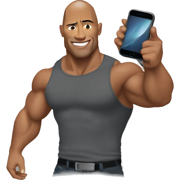 the rock holding an iphone emoji