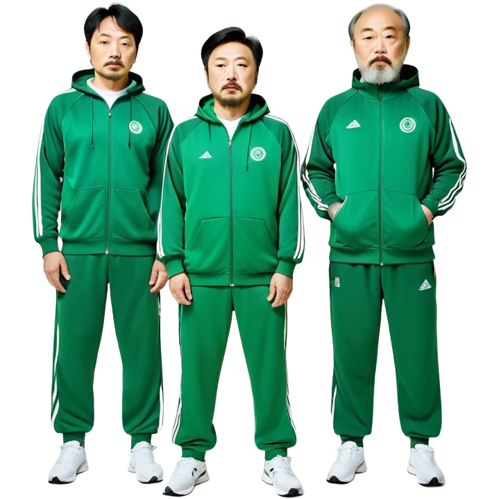 Park Ju-un is a middle-aged man, around 45 years old, green tracksuit, with tired eyes that carry the weight of a lifetime of struggles. His thin-framed glasses sit slightly crooked on his nose, one lens showing a faint crack from an earlier scuffle. His black hair, streaked with strands of gray, is unkempt and damp with sweat.

His face is gaunt, with deep wrinkles lining his forehead and around his mouth, evidence of years of stress and hardship. He wears the standard green Squid Game tracksuit (#369), but his jacket is slightly loose on his thin frame, and the collar is stained with sweat. His hands, slightly calloused from years of office work, tremble as he grips the small needle. emoji