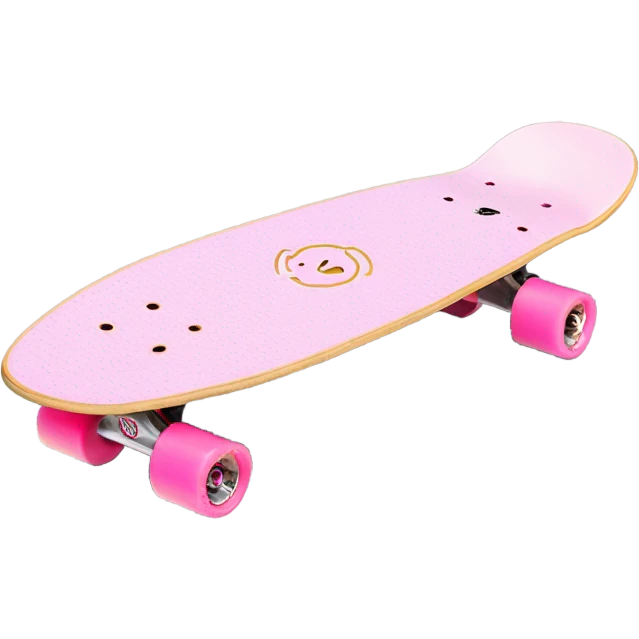The underneath of a single light pink 27” penny skateboard in colour cactus wanderlust emoji