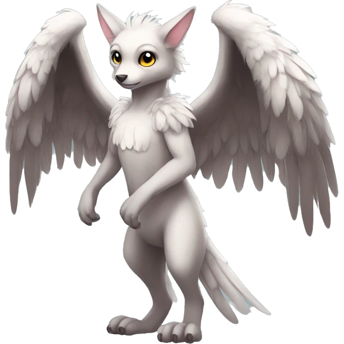 Anthro shy cute winged animal hybrid full body emoji