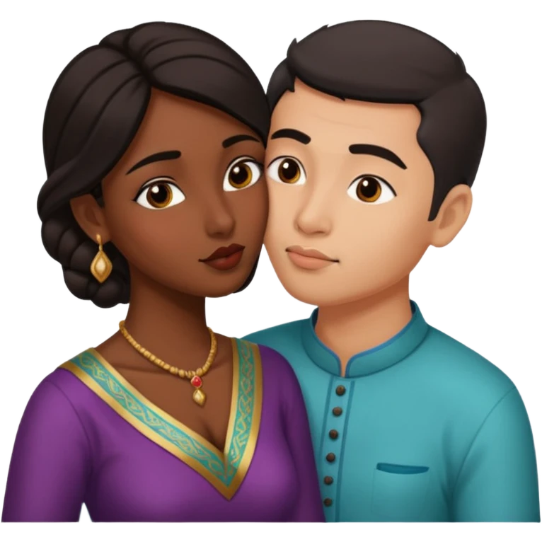 Indian very back girl kiss eastern Asian man  emoji