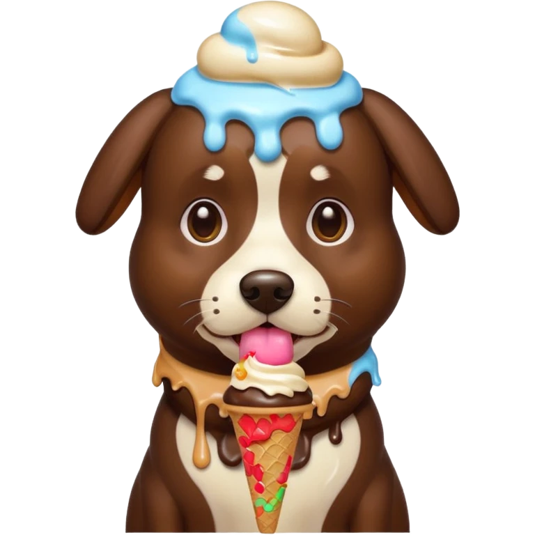 Dog with ice cream on head emoji