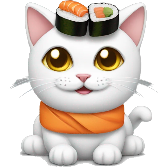 cat wearing sushi as a hat emoji