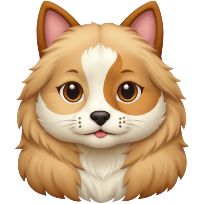 half cat half dog, split down the middle, cute emoji