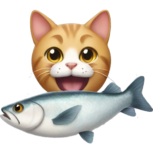 Cat eats fish  emoji