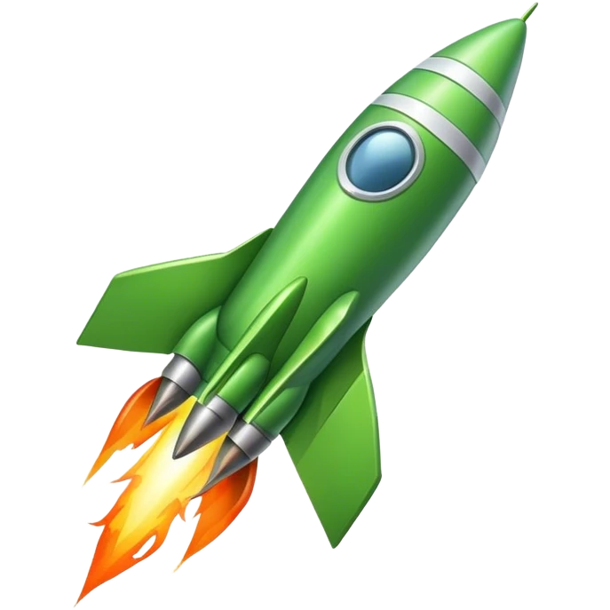 Cinematic realistic 3d green rocket emoji