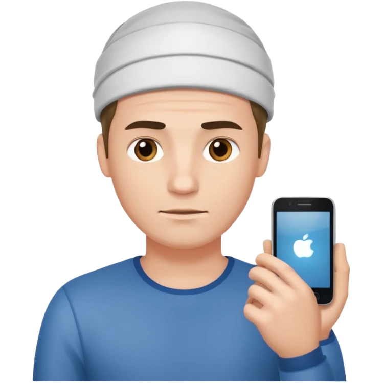 guy holding an smartphone horizontally on his forehead emoji