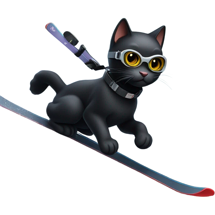 Black cat skiing  emoji