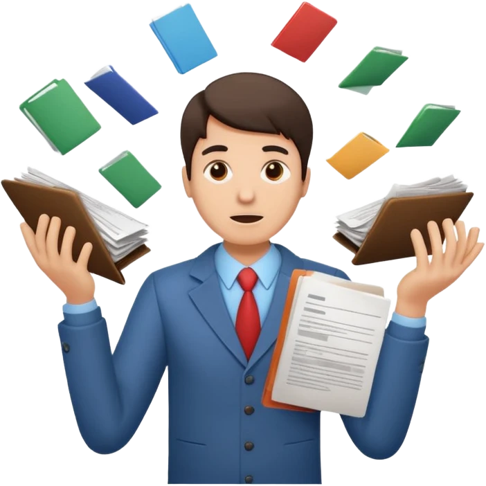 create an emoji of a person juggling lots of work loooking stressed out emoji