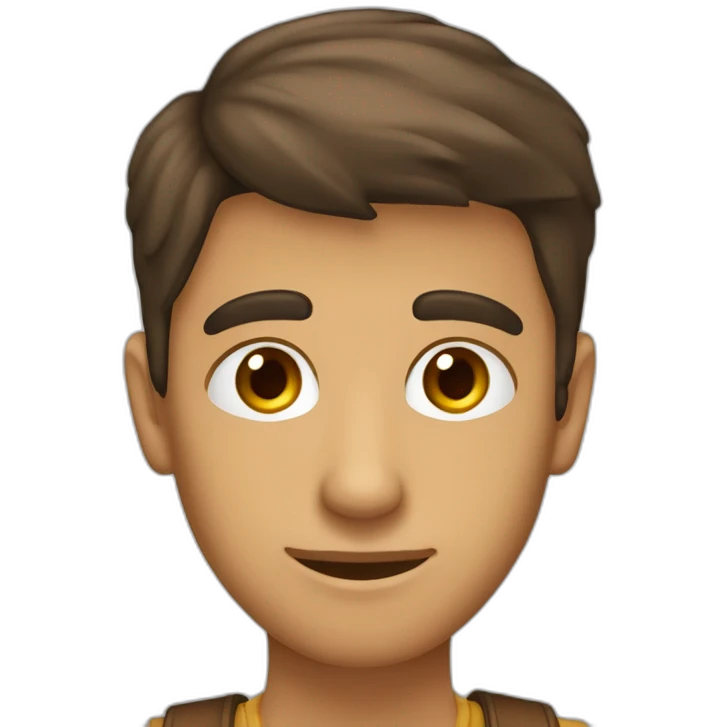 Hombre joven de ojos marrones y tupé castaño emoji
