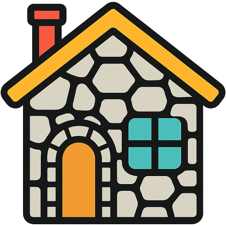 stone house, color outline icon style emoji