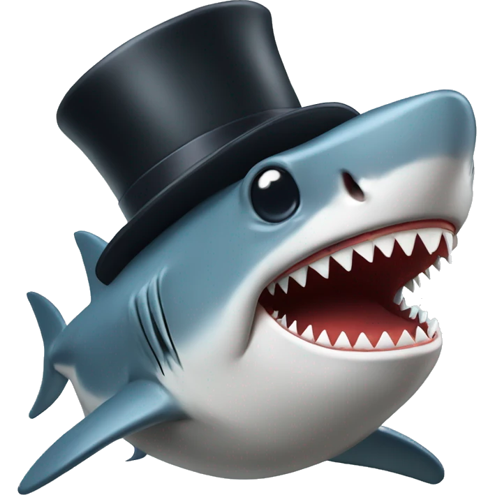 Shark with a top hat emoji