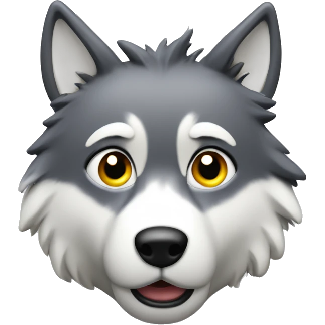 Cute wolf with white glue All over its face, embarrassed emoji