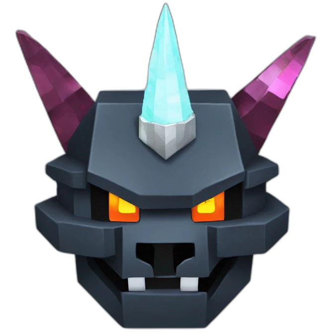Minecraft Black Godzilla Head With Diamond Unicorn Horn and Lazer Eyes emoji