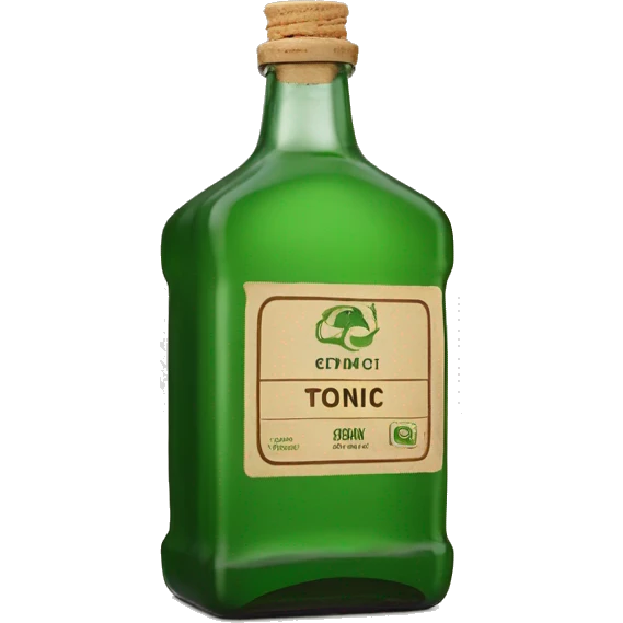 tonic green square bottle with crok and brown label emoji