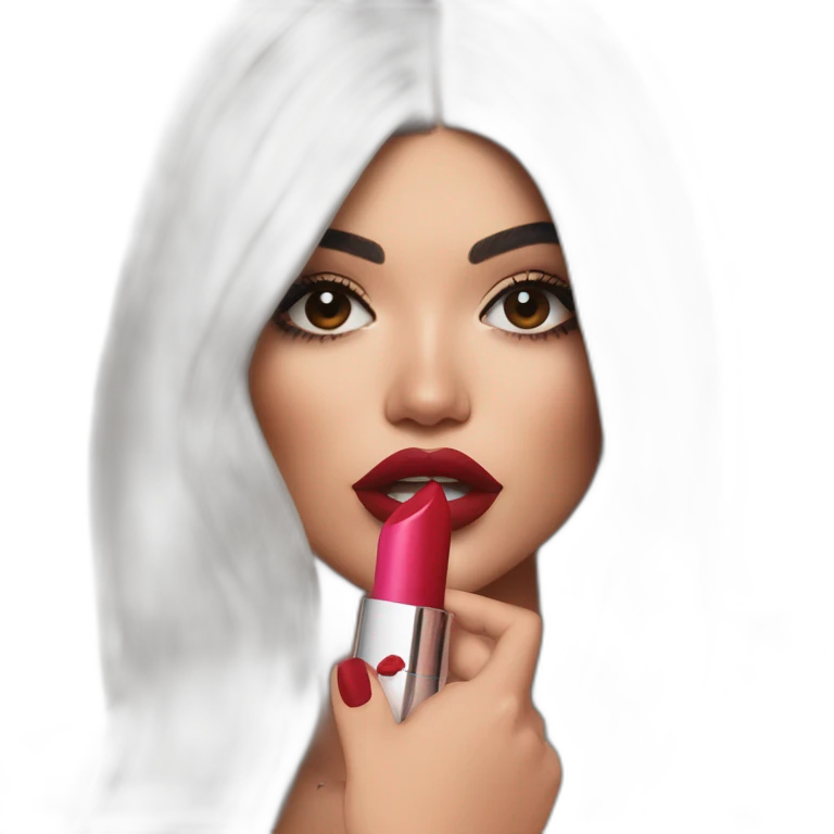 Kylie Jenner holding her lipstick lips emoji