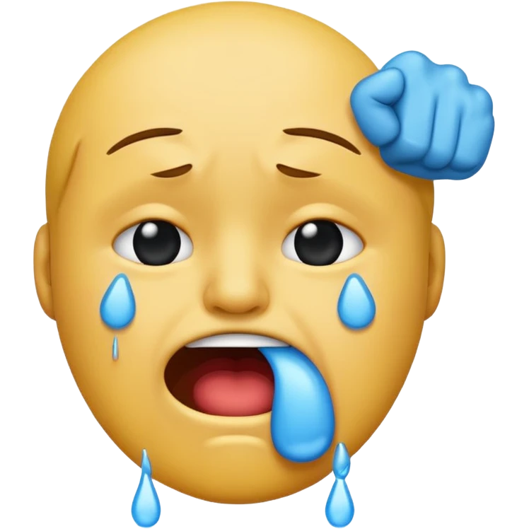 Crying emoji with fist in front of mouth emoji