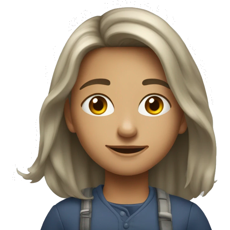 Девочка брюнетка с белой собакой  emoji