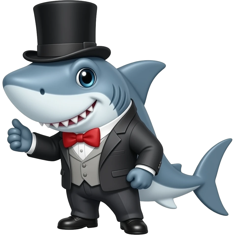 Shark with a top hat emoji