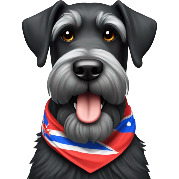 Happy giant schnauzer wearing a Costa Rican flag bandanna around its neck emoji
