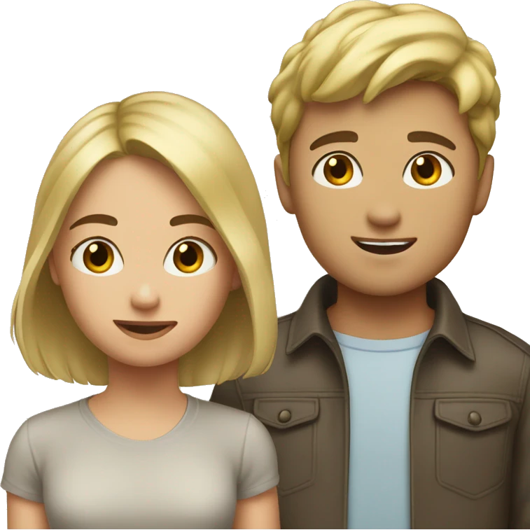 Blonde girl stood infront of short brown haired boy emoji