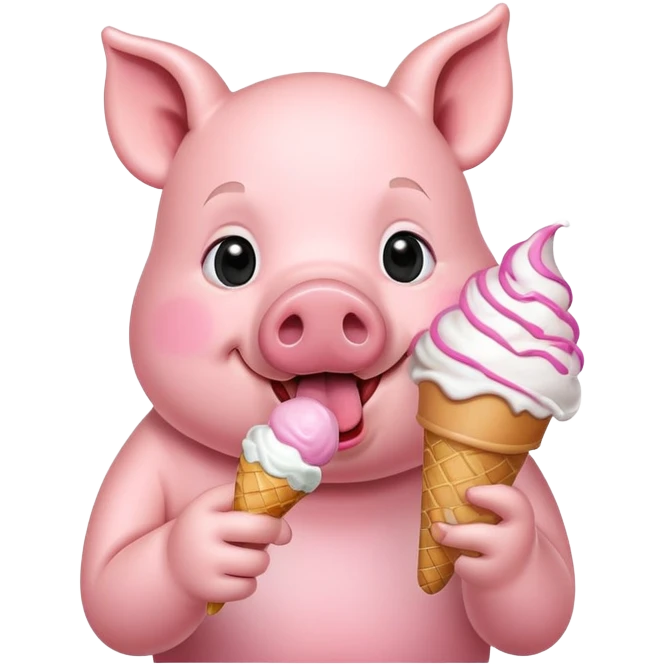 Pig eating ice cream emoji