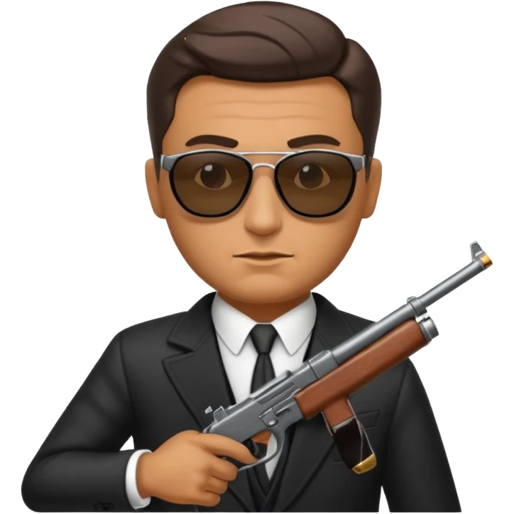 mafiozo man wearing sunglasses and holding tommy gun emoji