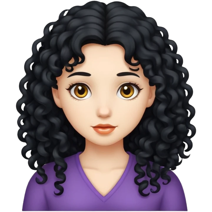 girl long black curly hair emoji