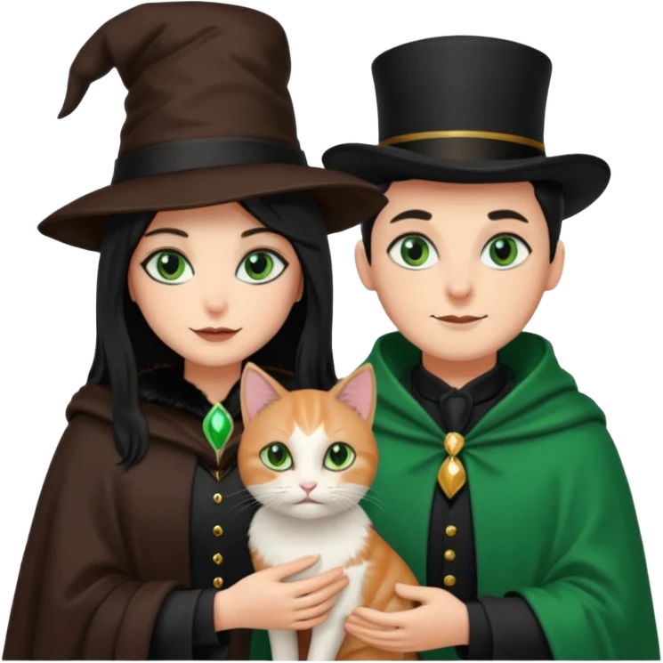 magician couple and their pet cat emoji